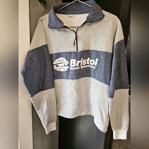 Vintage Bristal motor speedway half zip sweatshirt measurements shown